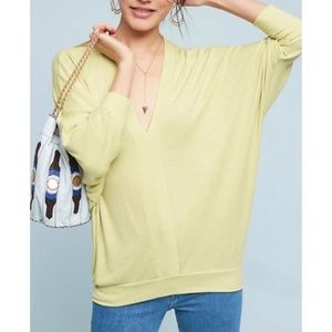 Anthropologie Eri + Ali Deep-V Ribbed Top